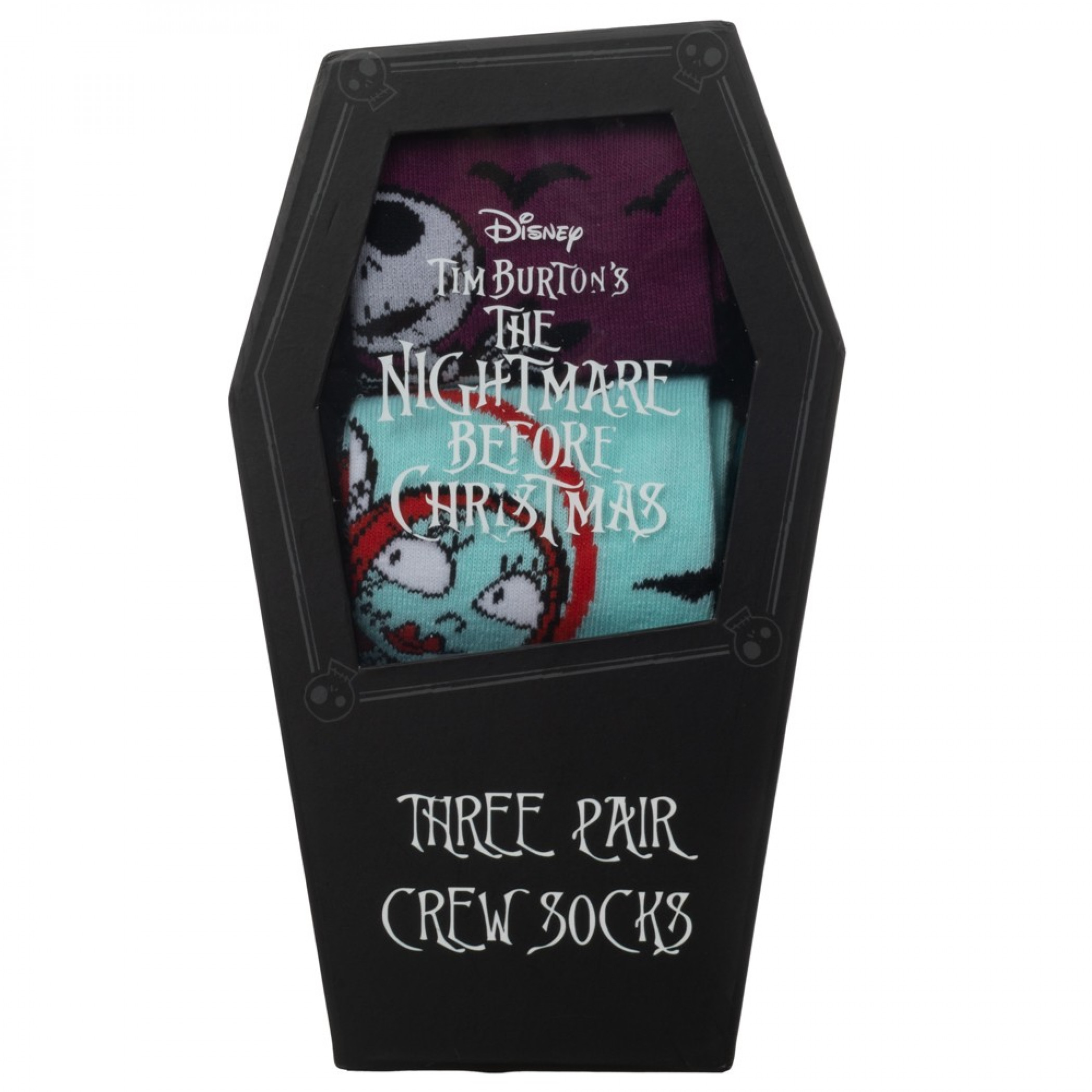 Nightmare Before Christmas Coffin 3-Pair Crew Socks Box Set